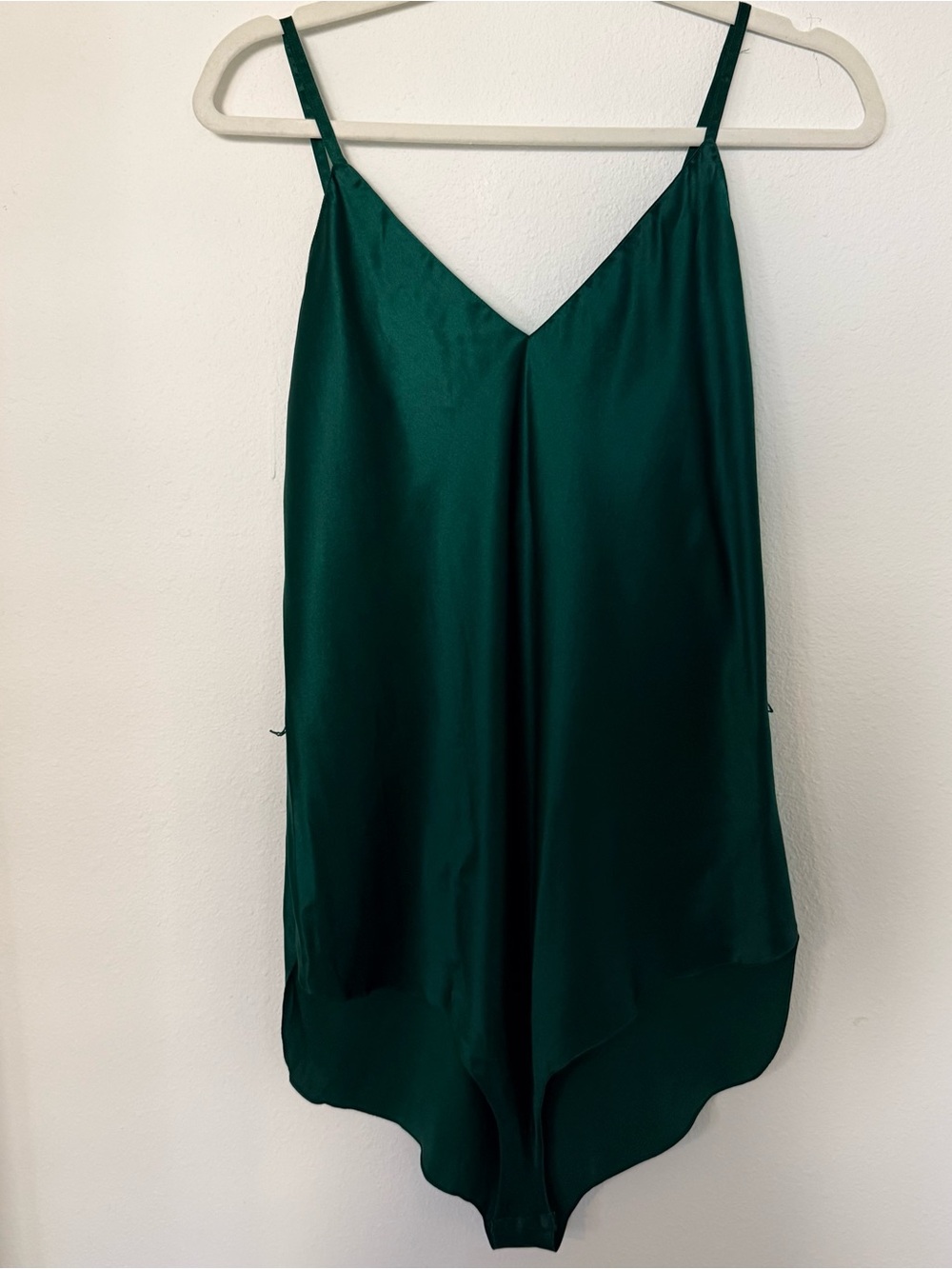 Vintage Carole M Studio Silk Bodysuit Emerald Green Snap Crotch Size 38